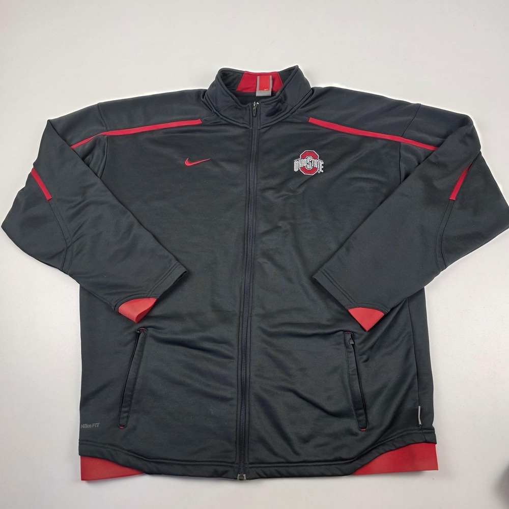 Ohio State Buckeyes Jacket Mens 2XL Gray NCAA Football Nike Fit Dry Full Zip